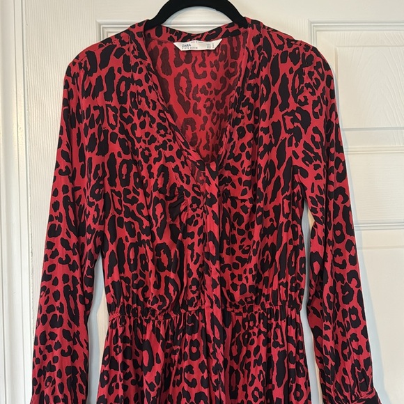 ZARA SIZE SMALL red and black animal print dress - Picture 3 of 12